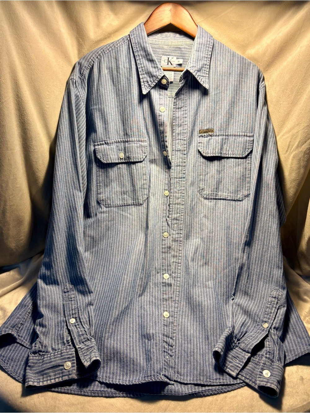Calvin Klein Jeans Light Blue Striped Button-Down Shirt